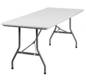 White plastic table 6’ x 3’