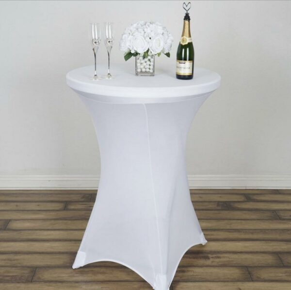 Spandex Cocktail Table cover 30” Round White