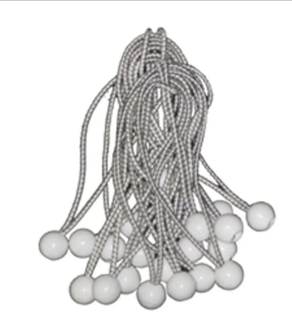 9" White Ball Bungee Ties (10 pcs)