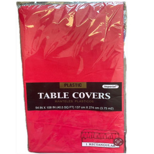 Rectangular plastic table covers different colors size 54” x 108” - Red