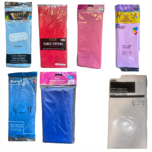 Rectangular plastic table covers different colors size 54” x 108”