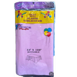 Rectangular plastic table covers different colors size 54” x 108” - Light Pink
