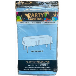 Rectangular plastic table covers different colors size 54” x 108” - Light Blue