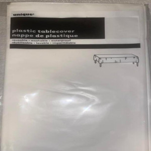 Rectangular plastic table covers different colors size 54” x 108” - White
